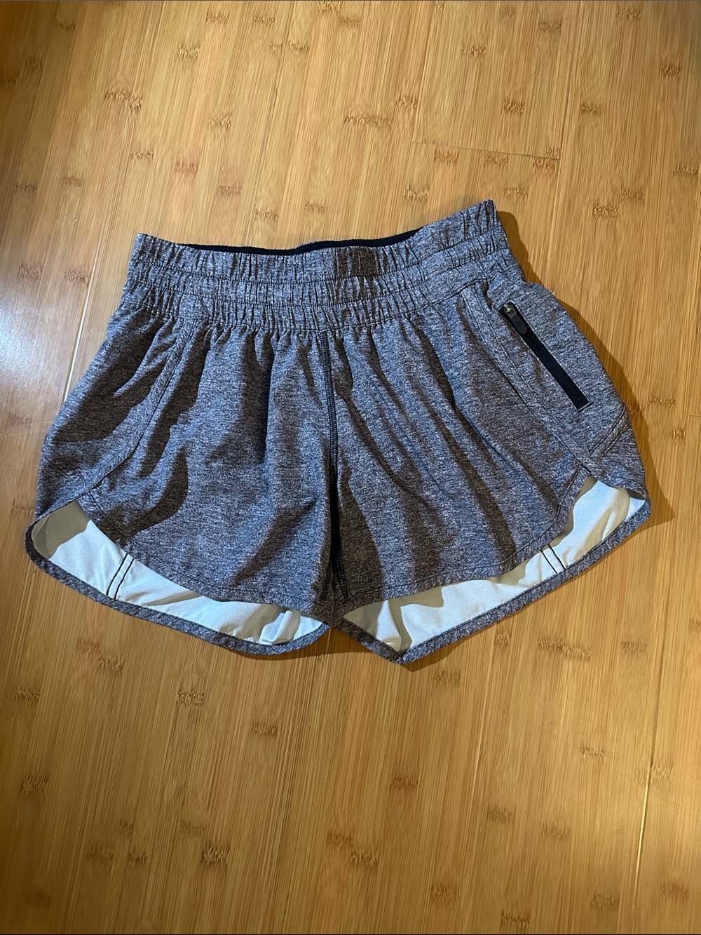 lululemon athletica Heathered Gray Women's Running Shorts with White Trim